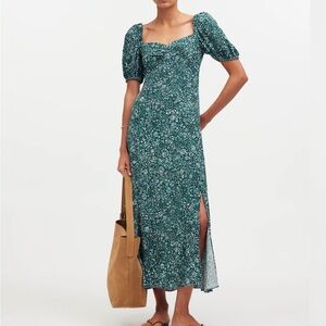 Madewell puff sleeve sweetheart midi dress in floral